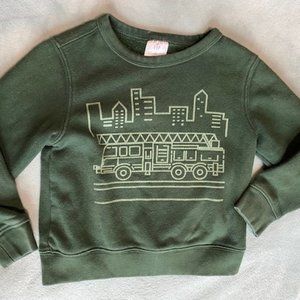 GAP 4T Forest Green Fire Truck City Scape Sweatshirt